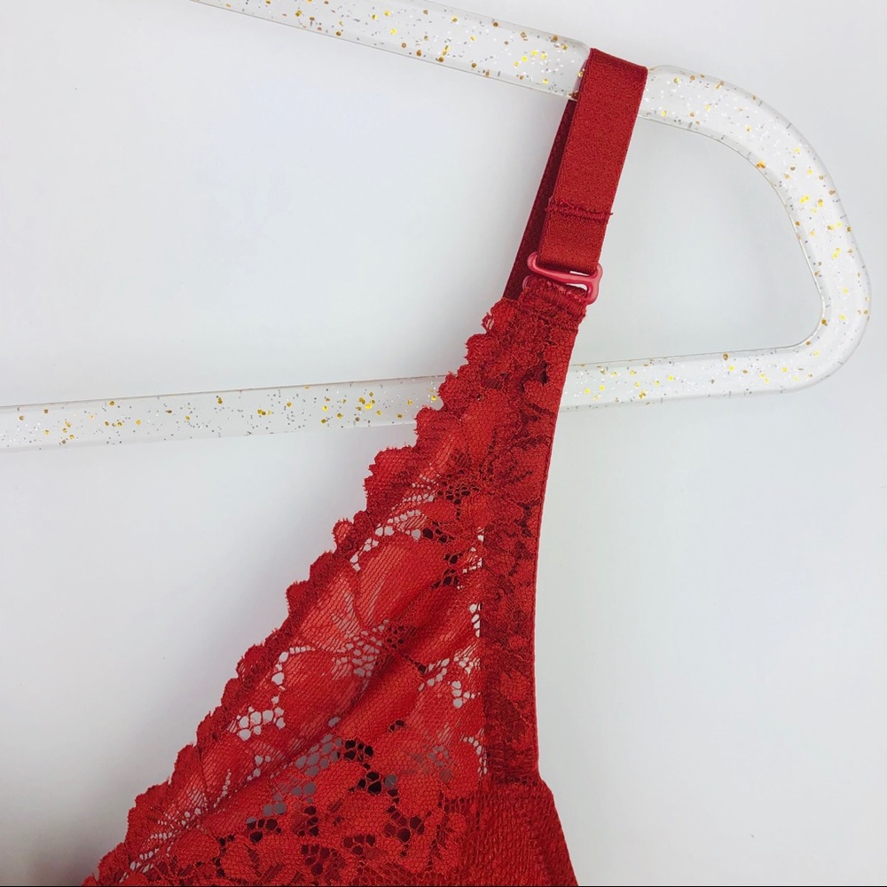 Women's Lace Underwire Bra - Red - Picture 4 of 11